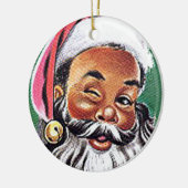Afrikaanse Amerikaanse zwarte kerstman Keramisch Ornament (Links)