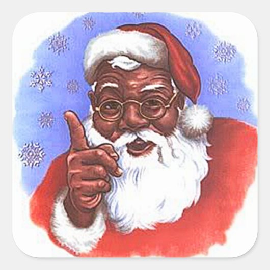 Afrikaanse Amerikaanse zwarte kerstman Vierkante Sticker (Voorkant)