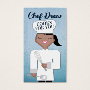 Afrikaanse Amerikaanse zwarte vrouw kookt chef-kok Visitekaartje