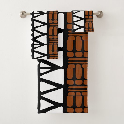 Afrikaanse Bogolan Gedrukte Badhanddoek Set Bad Handdoek (Insitu)