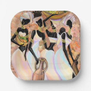 Afrikaanse Borden voor damespapier - Kunststijlsch Papieren Bordje