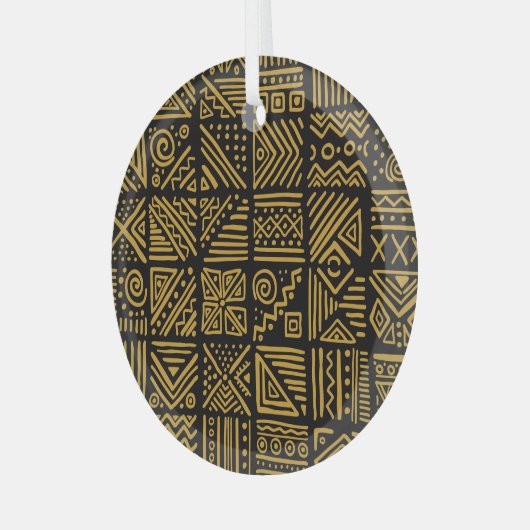 Afrikaanse botsing: etnische stam naadloos. glas ornament (Voorkant links)