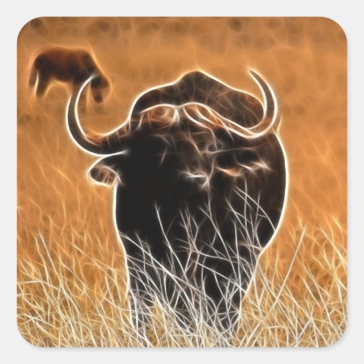 Afrikaanse buffel vierkante sticker (Voorkant)