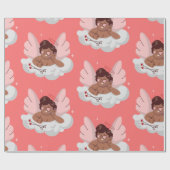 afrikaanse cherub angel zwarte cupido valentijnen cadeaupapier (Vlak)