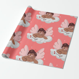 afrikaanse cherub angel zwarte cupido valentijnen cadeaupapier