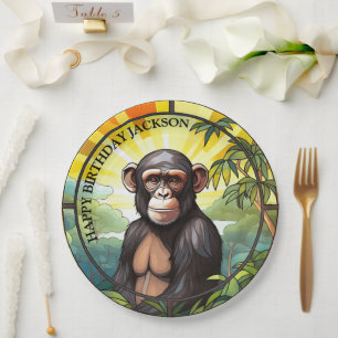 Afrikaanse Chimpansee Verjaardag Papieren Bordje