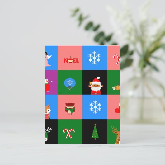 afrikaanse colorblock santa claus feestdagenkaart (Staand voorkant)