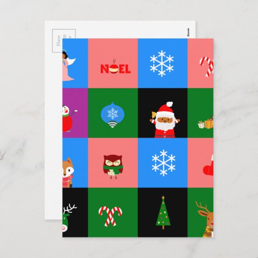 afrikaanse colorblock santa claus feestdagenkaart (Voorkant / Achterkant)