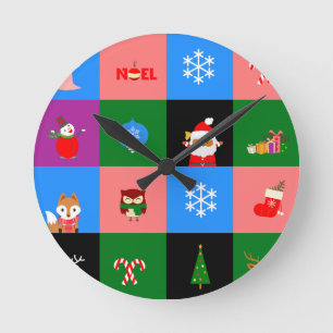 afrikaanse colorblock santa claus ronde klok