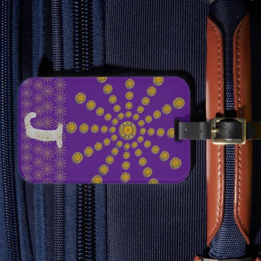 Afrikaanse Cool Zonnebloem Polka Dot Art Print Des Bagagelabel (Voorkant Insitu 4)