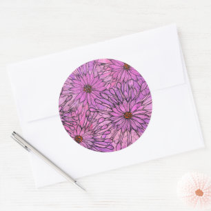 Afrikaanse Daisy Cape Daisies Pink Flowers Floral Ronde Sticker