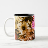 Afrikaanse Daisy Flower Art in zwart-wit Tweekleurige Koffiemok (Links)