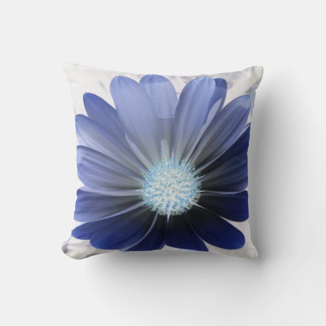 Afrikaanse Daisy Ggloing Blue Pillow Kussen (Voorkant)
