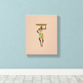 Afrikaanse Dame met een stammenkunst Canvas Afdruk (Insitu (Houten vloer))