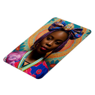 Afrikaanse dame met grote boog en medaillon magneet
