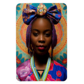 Afrikaanse dame met grote boog en medaillon magneet (Verticaal)