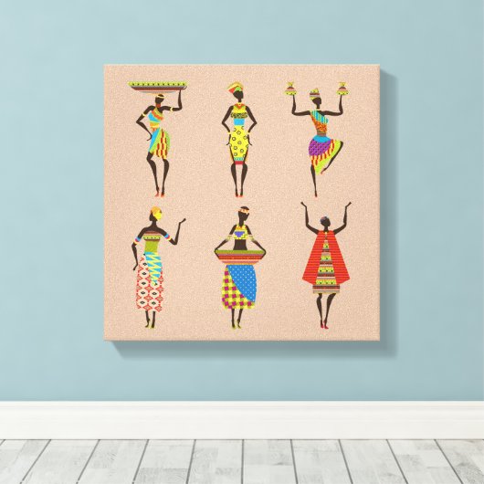 Afrikaanse Dames in het stammengezin kleurrijke mo Canvas Afdruk (Insitu (Houten vloer))