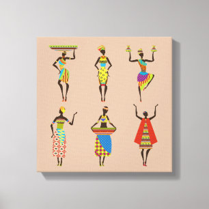Afrikaanse Dames in het stammengezin kleurrijke mo Canvas Afdruk