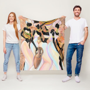 Afrikaanse dames op vlooienbank - Kunststijlschild Fleece Deken