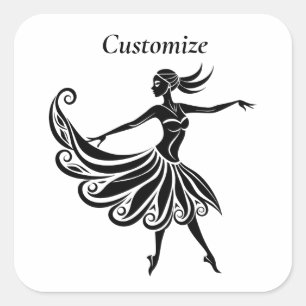 Afrikaanse danser Silhouette Art Thunder_Thunder_C Vierkante Sticker