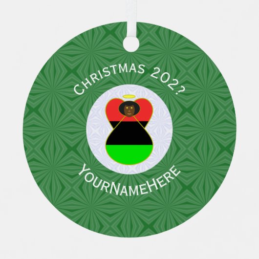 Afrikaanse diaspora engel kerstvlag gepersonalisee metalen ornament (Voorkant)