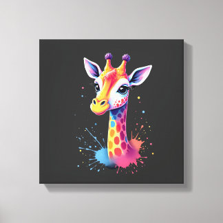 Afrikaanse dier kunst De kleurrijke giraffe voor g Canvas Afdruk