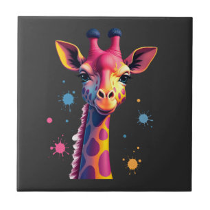 Afrikaanse dier kunst De kleurrijke giraffe voor g Tegeltje