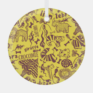 Afrikaanse dieren: Cultureel naadloos patroon. Glas Ornament
