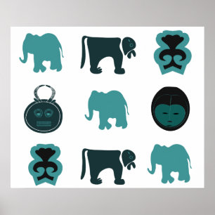 afrikaanse dieren en maskers poster