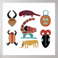 Afrikaanse dieren gekleurde abstracte gezichtskuns