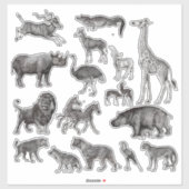  Afrikaanse dieren Illustraties Sticker (Vel)