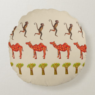 Afrikaanse Dieren Leuke Kunst Ronde gooi kussen