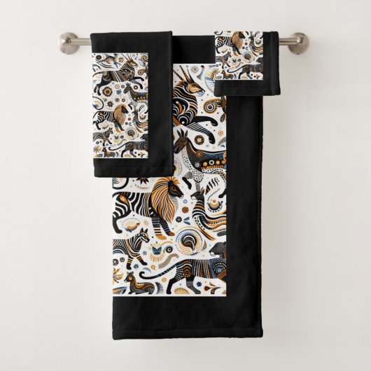 Afrikaanse dieren Tribal Tribe Pattern Bad Handdoek (Insitu)