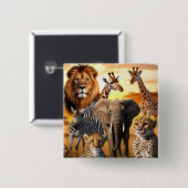 Afrikaanse dieren vierkante button 5,1 cm (Voorkant /achterkant)