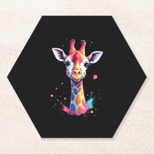 Afrikaanse dierenkunst De kleurrijke giraffe voor Kartonnen Onderzetters