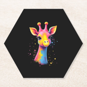 Afrikaanse dierenkunst De kleurrijke giraffe voor Kartonnen Onderzetters