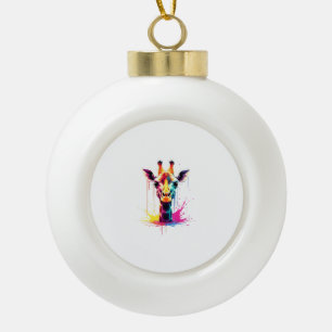 Afrikaanse dierenkunst De kleurrijke giraffe voor Keramische Bal Ornament