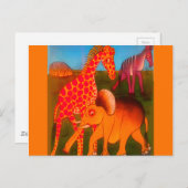 Afrikaanse dierenkunstprint briefkaart (Voorkant / Achterkant)