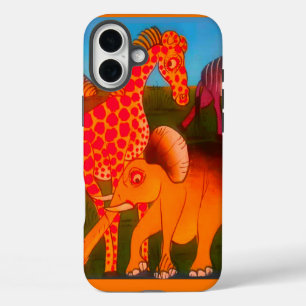 Afrikaanse dierenkunstprint iPhone 16 plus hoesje