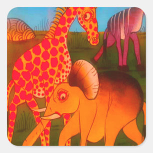 Afrikaanse dierenkunstprint vierkante sticker