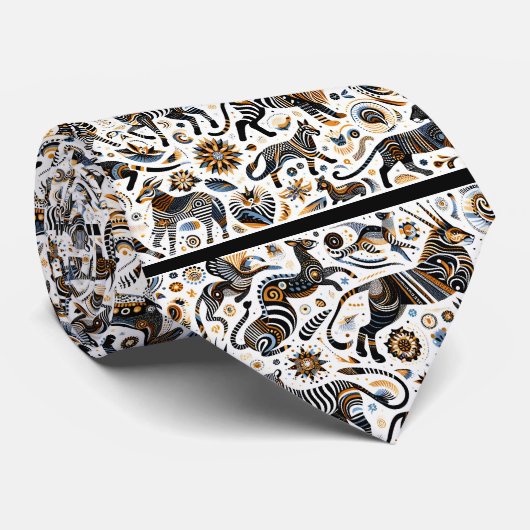 Afrikaanse dierenprint Boho Stropdas (Opgerold)