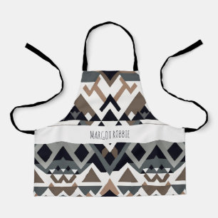 Afrikaanse driehoek geometrisch bruin grijs patroo schort