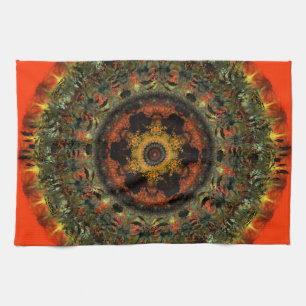 Afrikaanse Dusk Mandala Kitchen Tea-handdoek (oran Theedoek