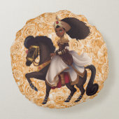 Afrikaanse Equestrian Princess Ronde Katoenen Kuss Rond Kussen (Achterkant)
