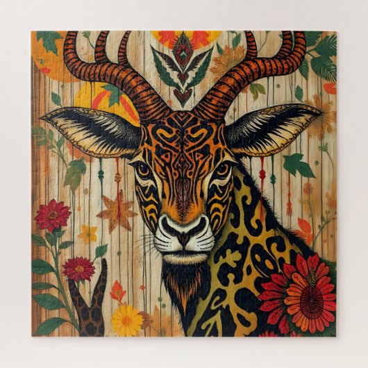 Afrikaanse etnische Kwanzaa Wild Animals in Disgui Legpuzzel (Verticaal)