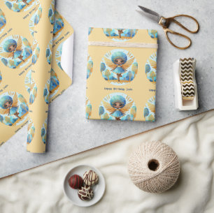 Afrikaanse fee verjaardag Teal Goud Roze Prinses Cadeaupapier