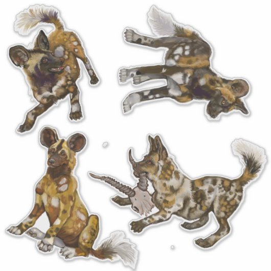 Afrikaanse gekleurde Puppies Sticker (Voorkant)