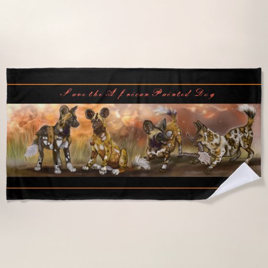 Afrikaanse gekleurde Puppies Strandlaken (Voorkant)