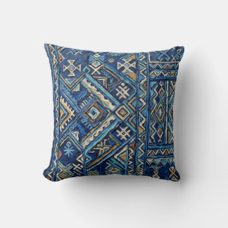 Afrikaanse Geometrische Impasto Schildering Print  Kussen