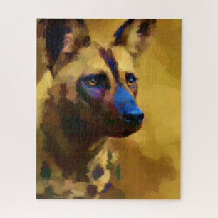 Afrikaanse geschilderde wolf legpuzzel